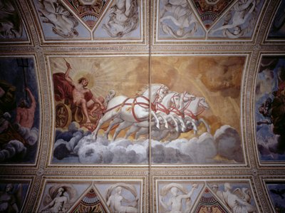The Sun God driving his chariot across the sky, ceiling painting by Antonio Maria Viani